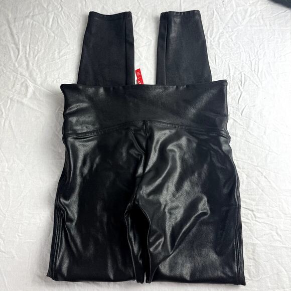 SSPANX High Rise Faux Leather Contoured Power Waistband Core Compression Legging - Picture 3 of 5